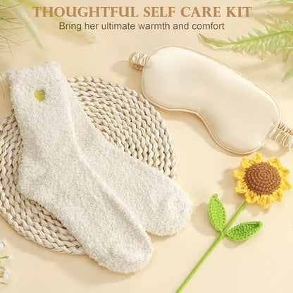 Get Well Soon Gifts Baskets for Women Self Care Package After Surgery Gifts | Feel Better Hug In a Box Gifts for Women Cancer Sick Friends Mom Her, Inspirational Thinking of You Recovery Gifts w/ Blanket - color: White-Get well