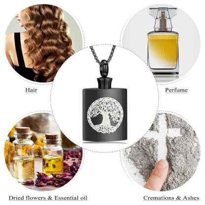 Oinsi Beer Bottle Cremation Jewelry for Ashes Stainless Steel Cylinder Tube Memorial Urn Necklace Keepsake Pendant Jewelry for Human Ashes with Filling Kits - color: B-Black