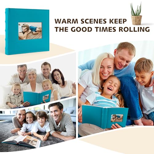 Photo Album Hold 200 4x6 Photos with Front Window for DIY (Sky Blue) | Memo Writing Space,Suede Faux Leather Picture Albums, Picture Book 200 Pockets Fits 4x6 Photo, Travel Wedding Memories - color: Sky Blue