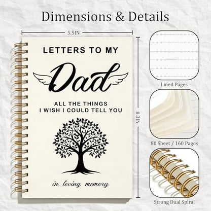 FTKBGHY Memorial Gifts for Loss of Dad Grief Journal Notebook, Sympathy Notebooks Gifts for Loss of Father, Remembrance Bereavement Gift, Letters to My Dad Journal, 5.5x8.3 Inch - color: Colour-2