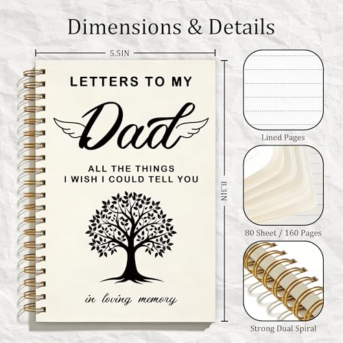 FTKBGHY Memorial Gifts for Loss of Dad Grief Journal Notebook, Sympathy Notebooks Gifts for Loss of Father, Remembrance Bereavement Gift, Letters to My Dad Journal, 5.5x8.3 Inch - color: Colour-2