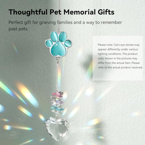 Dog Memorial Gifts for Loss of Dog, Pet Sympathy, Dog Memorial Suncatcher - color: Peacock Blue