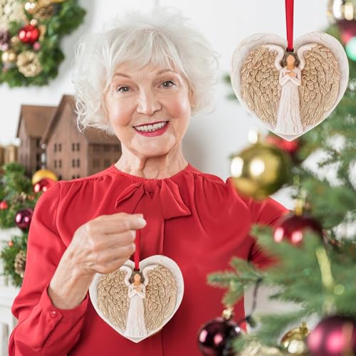 3D Angel Wings Figurines Ornaments for Christmas Tree - Memorial Ornaments for Loss of Loved One - Christmas in Heaven Sympathy Gifts for Guardian Angel - style: Angel