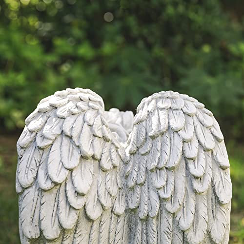 Glitzhome Resting Angel Statue Outdoor Garden Memorail Sculpture, 15in Tall, Cement Gray - style: Resting Angel-B