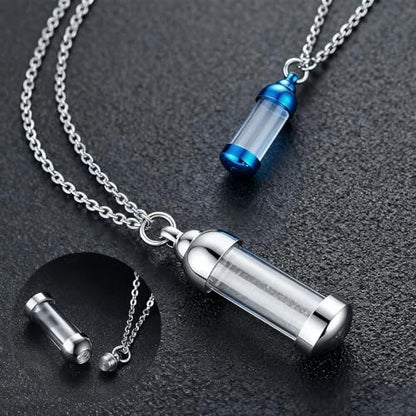 weikui Vial Necklace Glass Vial Pendant Set of 8 Stainless Steel Glass Container Urn Necklace for Ash Cremation Jewelry Ashes Holder Memorial Pendant ﻿ - color: Red
