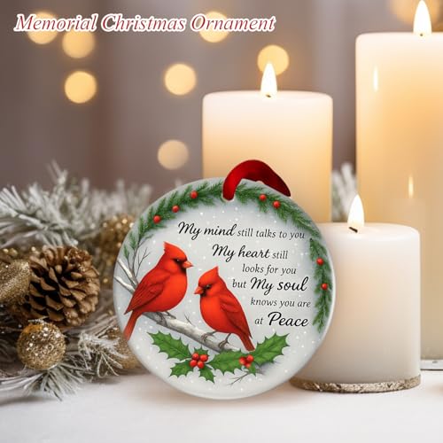 Cardinal Memorial Ornaments – Ceramic Red Cardinal Gifts, Sympathy Gifts for Loss of Loved One, Bereavement & Remembrance Gifts, in Memory of Loved One Hanging Decor, Christmas Decorations