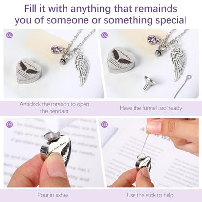 18 Pieces Small Cremation Urn and Jewelry Necklaces for Ashes Set Stainless Steel Keepsake Urns Memorial Locket Waterproof Mini Ash Holders for Human Female Male Loved One(Purple) - color: Purple