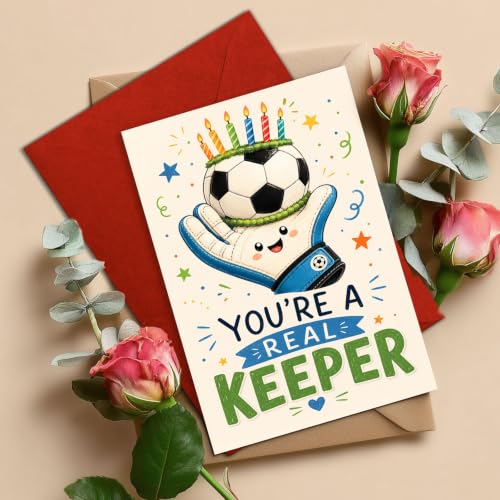 Goalkeeper Birthday Card, Real Keeper Soccer Ball Greeting Gift | Soccer Birthday Card For Goalkeeper, Football Player, Sports Fan, Keeper Birthday Gift Card, Soccer Team Coach Greeting Card - color: sport8