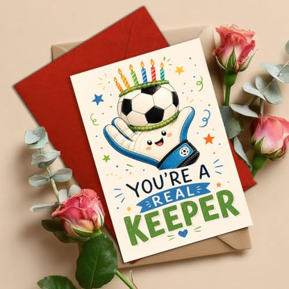Goalkeeper Birthday Card, Real Keeper Soccer Ball Greeting Gift | Soccer Birthday Card For Goalkeeper, Football Player, Sports Fan, Keeper Birthday Gift Card, Soccer Team Coach Greeting Card - color: sport8