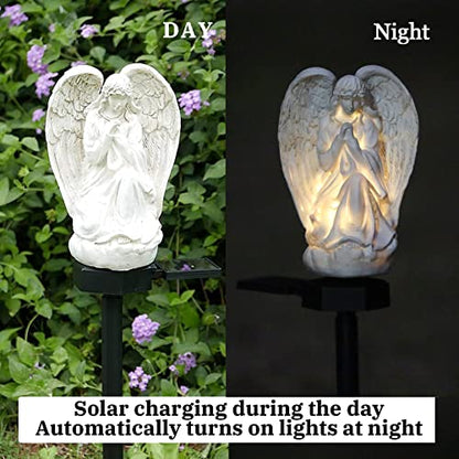 Garden Solar LED Light with Stake, Waterproof Outdoor Decor for Walkway Courtyard Party Decor, White Angel