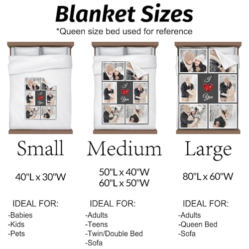 inkArts I Love You Gifts for Couples, Custom Blanket with Photos, Personalized Blankets with Pictures, Photo Blankets Using My Own Photos, Personalised Gifts for Christmas - color: 6 Photos