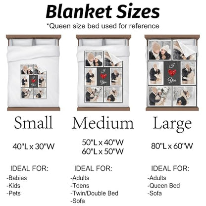 inkArts I Love You Gifts for Couples, Custom Blanket with Photos, Personalized Blankets with Pictures, Photo Blankets Using My Own Photos, Personalised Gifts for Christmas - color: 6 Photos