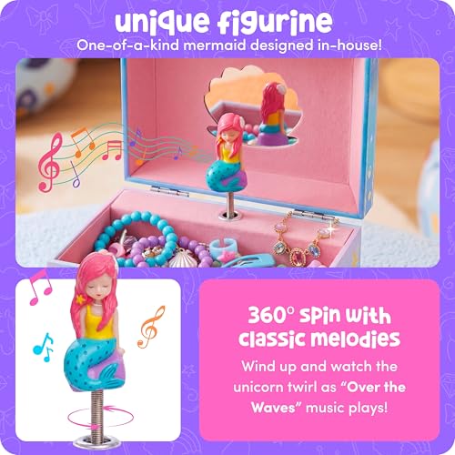 Giggle & Honey® Musical Mermaid Jewelry Box for Girls | Music Boxes for Little Girls, Toddler Jewelry Box for 4 Year Old Kids, Toys for Toddlers, Birthday Gifts for Kids 5-9 Years - style: Mermaid