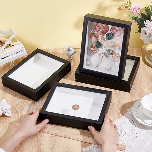 8 Pack 6x8 Inch Shadow Box Picture Frame, Shadow Box Frame Bulk | Black Wood Shadow Boxes Display Cases 3D Frames Shadow Box for Wedding Memories Crafts Awards Medals Tickets Photos - color: Black