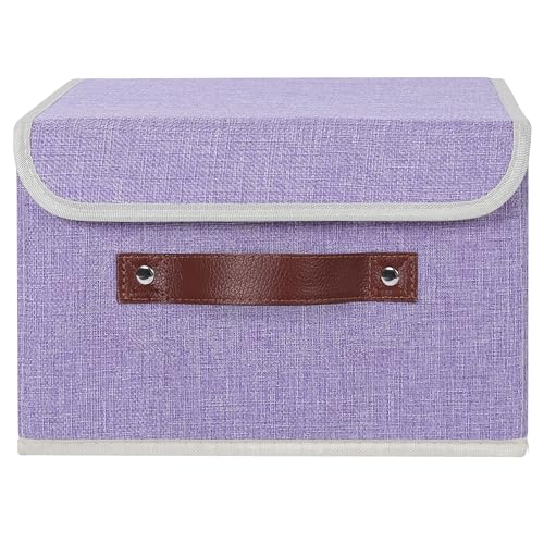 ANMINY Fabric Storage Box Bins with Lids, Purple, 10"x8"x7" - color: Purple, size: Small (Pack of 1)