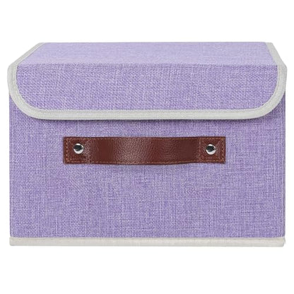 ANMINY Fabric Storage Box Bins with Lids, Purple, 10"x8"x7" - color: Purple, size: Small (Pack of 1)