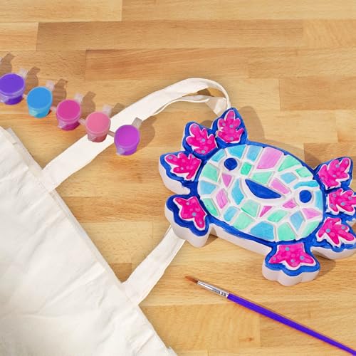 Creative Roots Paint Your Own Stepping Stone Kit, Axolotl | DIY Garden Stepping Stone Activity, Arts and Crafts Project for Kids, Includes Pre-Cast Ceramic and Paints - style: Axolotl