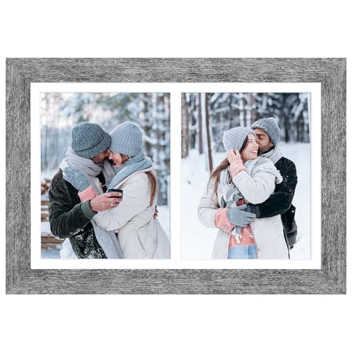 11x17 Collage Frame, 2 Open 8x10 Photo Frame Collage for Wall - color: Grey, size: 11x17 - (2 open8x10）