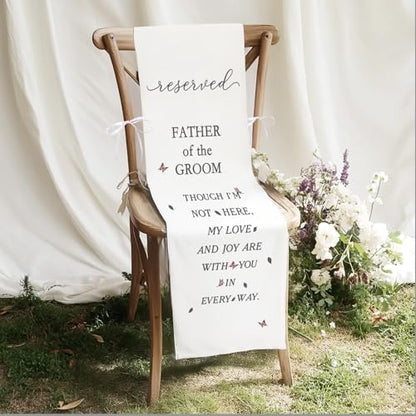 Reserved Signs for Wedding, Memorial Wedding Chair Sign, In Loving Memories Wedding Sign, Pick a Seat Not a Side Save a Seat for Someone in Heaven Linen Reserved Decorations, Father of the Groom - style: Father of Groom