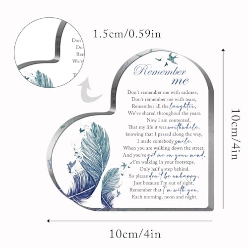 Sympathy Gift, Loss of Loved One Loss of Family Member Condolence Gifts, Condolence Gift for Loss of Loved One, Sentimental Gifts for Home, Bereavement Gift Acrylic Heart Sympathy Memorial Remember Me - style: 006