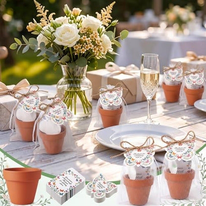 30 Sets Thank You Party Favors for Guests Terracotta Flowerpot Seedling Soil BlocksSeed Packets Organza Gift Bags Thank You Cards and Plant Labels for Bridal Shower Baptism Wedding Party(Butterfly) - style: Butterfly