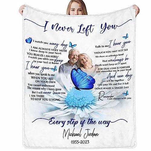 D-Story Custom Memorial Blanket with Photos in Loving Memory for Loved Ones Lost: Made in USA, Personalized Picture Sympathy Remembrance Grief Gift Funeral for Daughter Son Father Mother Brothers - color: Custom Memorial-108
