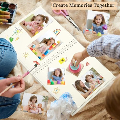 Scrapbook Photo Album 8"x8" 20 Sheets 40 Pages Hardcover Kraft Paper Cream - color: Cream, size: 8"x8" 20 Sheets