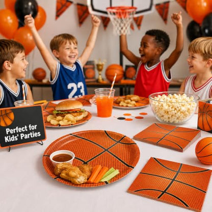 40 Pcs Basketball Plates and Napkins Set, Large 9 Inch Party Plates - color: Basketball