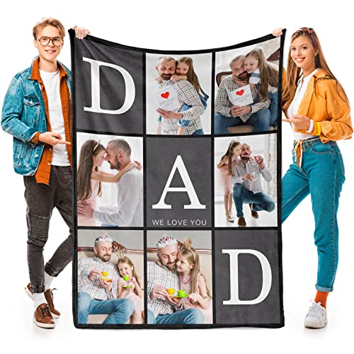 Printwoo Gifts for Dad Customized Blanket with Photo, Make a Personalized Fathers Day Blankets with Picture to My Dad Custom Memories Souvenir Throw Blanket for Best Daddy Ever - color: 6 Photo-3