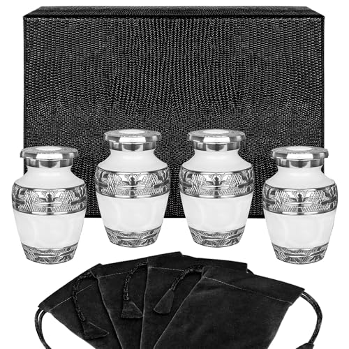 Trupoint Memorials Cremation Urns for Human Ashes, Silver Lining Decorative Burial Urns for Male and Female, Funeral Memorial Urn for Women and Men - Pearl, 1 Keepsake - color: Pearl, size: Keepsake