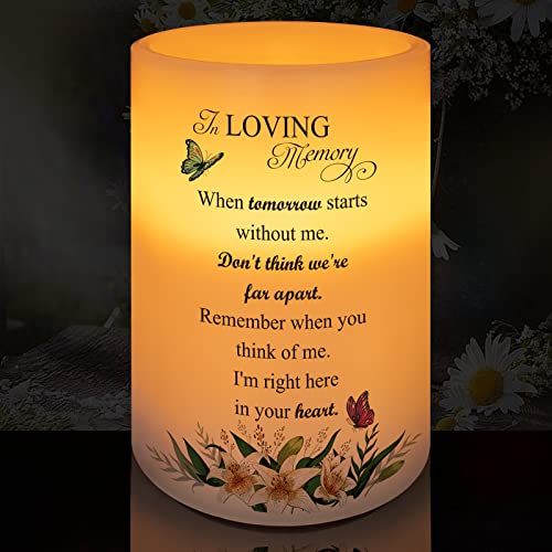 Flameless Candle Real Wax LED Light with Timer Sympathy Gift for Loss of Loved One Memorial Gifts for Loss of Mother Father Bereavement Gifts Remembrance Gifts (6" x 4") - color: When Tomorrow Starts Without Me