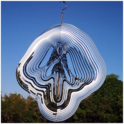 DJUAN Reflective Angel Wind Spinners Outdoor Garden Decor,Sparkly Angel Ornaments Bird Devices Deterrent to Scare Birds Away from Yard Patio Farm,Cherub Decor Metal Wind Spinners Gifts for Mom, Women - color: Silver Angel