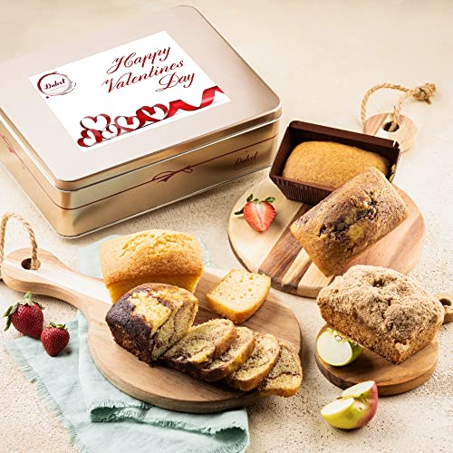 Dulcet Gift Baskets Tea Loaf Assortment with Fresh Baked Marble, Apple cinnamon & Pumpkin Cake Delightful Flavors for Holidays, Birthday, Sympathy, Get Well, & Family or Office Gatherings for Men & Women (Valentine's Day) - color: Valentine's Day