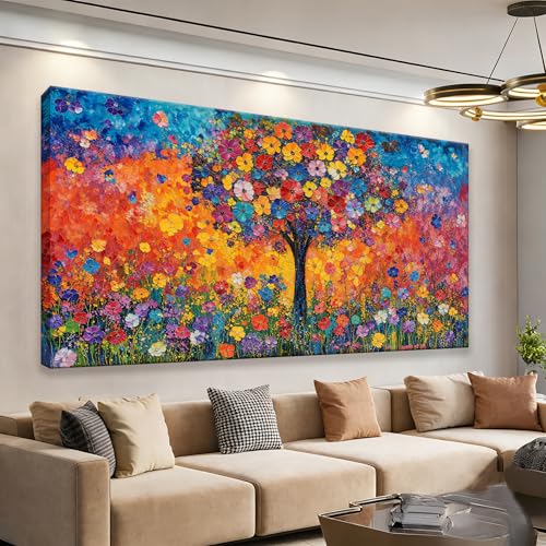 Colorful Wall Art Decor 20"x40" Abstract Tree Of Life Wall Art For Bedroom | Abstract Wall Art For Living Room Kitchen Office Bathroom Wall Decor, Tree Canvas Art Wall Decor, Colorful Wall Decorations - color: HX9G, size: 40"L x 20"W