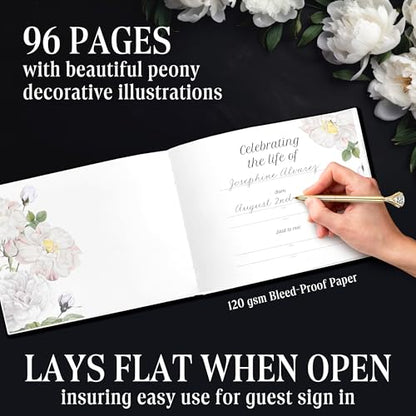 Funeral Guest Book for Memorial Service, Guest Book for Funeral with 1 Signature Pen, Black Furnal Book, Guest Book Funeral, Memorial Book for Funeral, in Loving Memory Guest Book