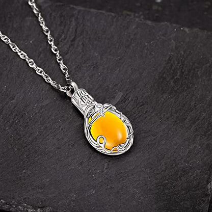 Gredstar Tree of Life Urn Necklace for Ashes, Birthstone Memorial Pendant | Teardrop Design, Love Symbol Detail, 12 Birthstone Colors, Stainless Steel, Ashes Holder, Funnel Kit Included - color: November