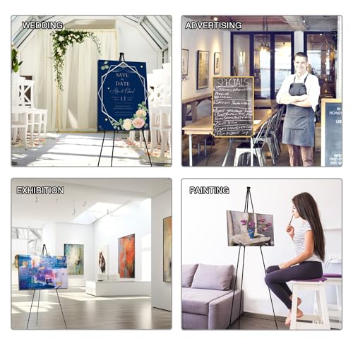 AROIC 63" Easel Stand for Display, 3 Pack Portable Foldable Metal Easel | Easels for Signs Wedding Logos ,Arts, Painting,Adjustable Floor Easels with 3 Storage Bag - style: 3P