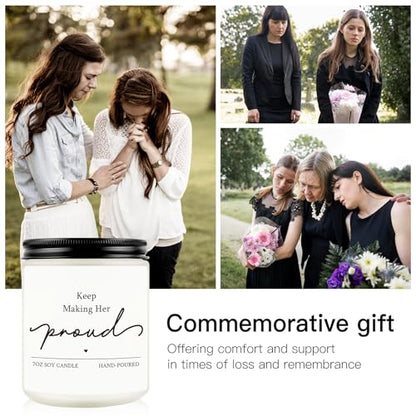 Sympathy Gifts for Loss of Loved One, 7OZ Lavender Scent Soy Wax Candle - style: Keep Making Her Proud