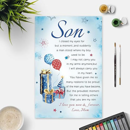 Heartfelt Birthday Card Gifts for Son from Mom, Boy Adulthood Card for Son, Love You Now & Forever Mom Card - color: My Son
