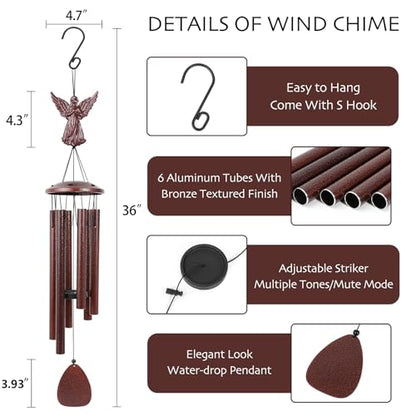 Aluminium Memorial Wind Chimes36 to Outdoor/Indoor Decoration, Classic Sympathy Gift for Bereavement, Loss of Loved One to Bring Comfort & Atmospher (Angel+DIY)