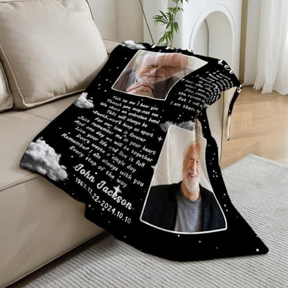 Vsmoedb Custom Memorial Blanket with Pictures for Loss of Loved One - color: Select09