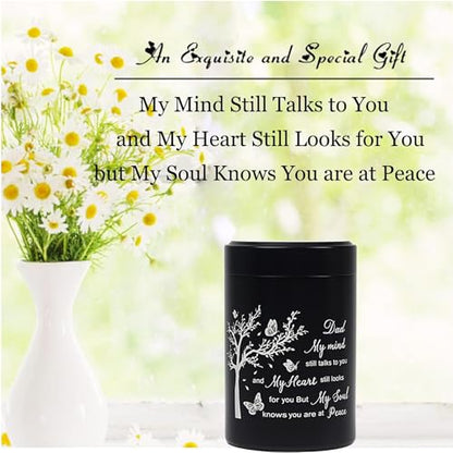 3 Inch Small Urn for Human Ashes Aluminum Mini Cremation Small Keepsake Box for Sharing Ashes Mini Urn-Dad - size: Black-Dad