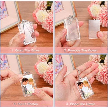 Transparent Acrylic Photo Keychain Frame, Double Sided, Rectangle for Personalized Keychains - size: 3 x 2.2 Inches