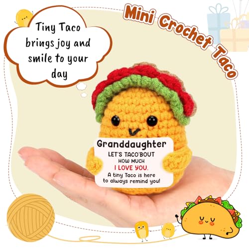 Granddaughter Gifts from Grandma Teen Girl Christmas Stocking Stuffers Gift | Year Old Age Teenage Gift Granddaughter Birthday Graduation Confirmation Christmas Valentines Handmade Crochet Taco Gifts - style: Granddaughter