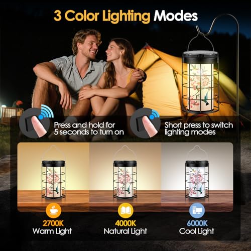 Hummingbird Solar Lanterns Outdoor Waterproof, Solar & USB Dual Charging Options, Garden Decor Hanging Lights, Gifts for Mom Wife Grandma Daughter Friends Sister