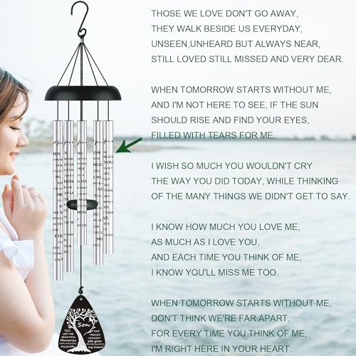 Sympathy Memorial Wind Chimes Bereavement Memorial Gifts for Loss of Son Sympathy Memorial Gifts for Loss of Loved One in Memory of Son - size: 32 inch