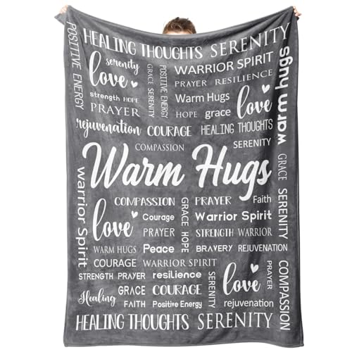 Warm Hugs Healing Blanket, Get Well Gifts for Women Men | Cancer Care, Chemo, After Surgery, Get Well Soon, Thinking of You Gifts, Soft Throw Blanket 50" x 60" - color: Grey, size: 50"x60"