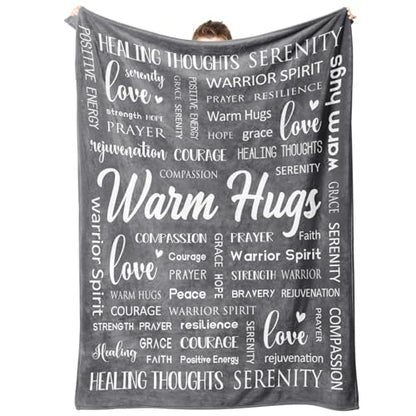 Warm Hugs Healing Blanket, Get Well Gifts for Women Men | Cancer Care, Chemo, After Surgery, Get Well Soon, Thinking of You Gifts, Soft Throw Blanket 60" x 80'' - color: Grey, size: 60"x80"