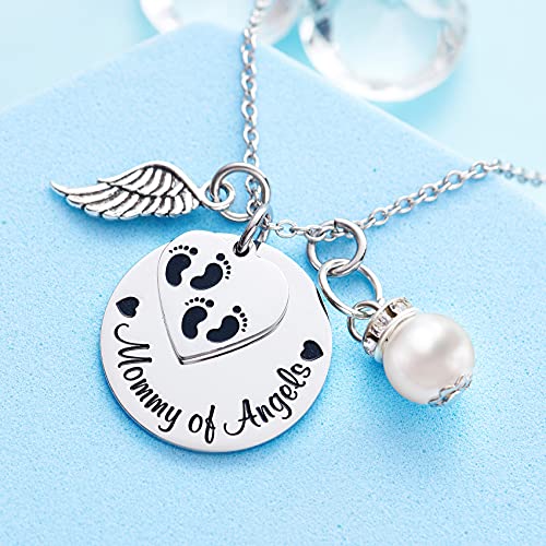 LParkin Miscarriage Gifts For Mothers Memorial Necklace For Mommy of an Angel Sympathy Wing Gift - color: Mommy-angels-Necklace