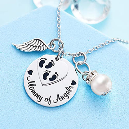 LParkin Miscarriage Gifts For Mothers Memorial Necklace For Mommy of an Angel Sympathy Wing Gift - color: Mommy-angels-Necklace